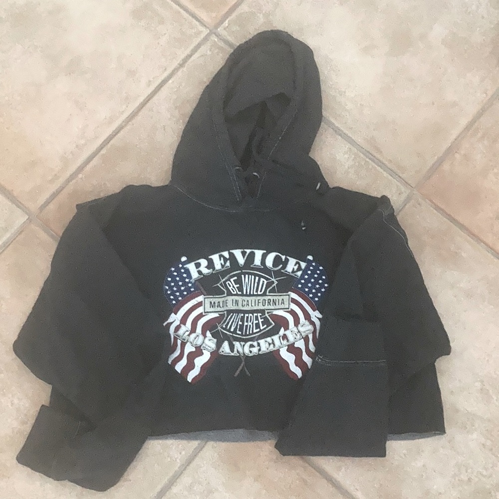 revive denim cropped sweatshirt